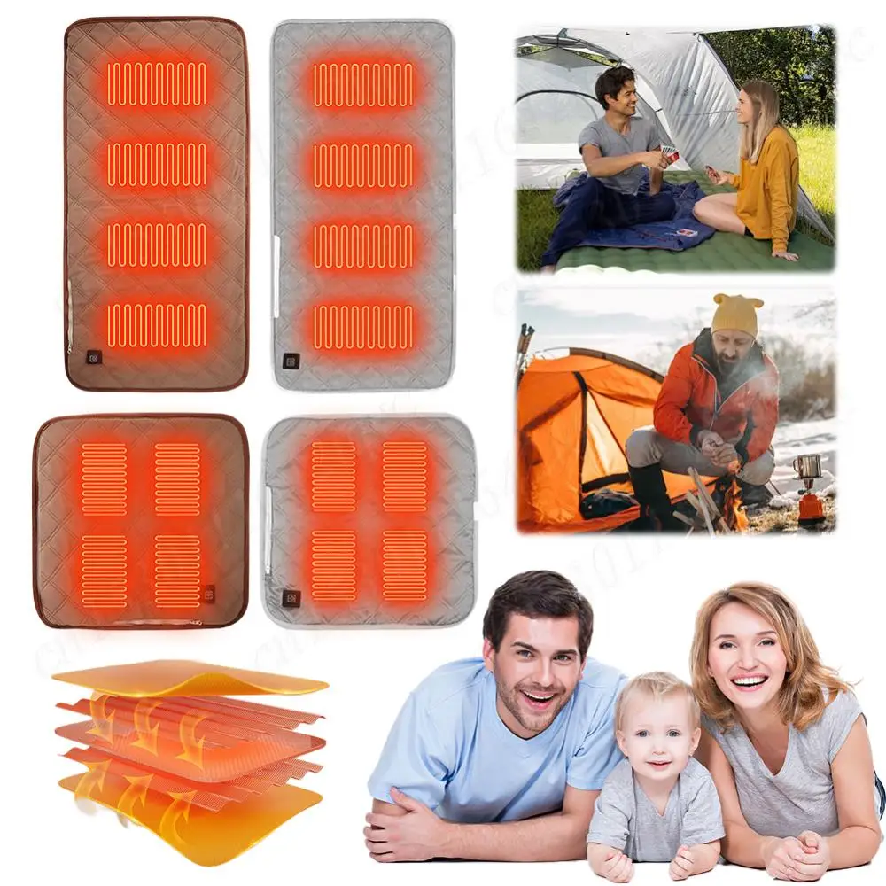 Electric Heated Seat Cushion USB Power Folding Heating Chair Pad 3 Levels Outdoor Camping Seat Cushion for Camping Stadium