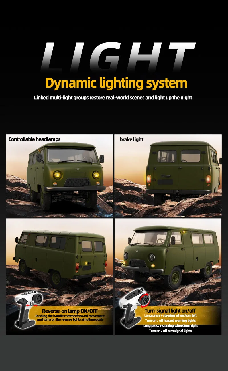 WPL C104 1:12 4WD Off‑Road Van Truck RC Car Four‑Wheel Drive UAZ‑452 Simulated RC Model Vehicle Electric Toy Car for Boys Adults