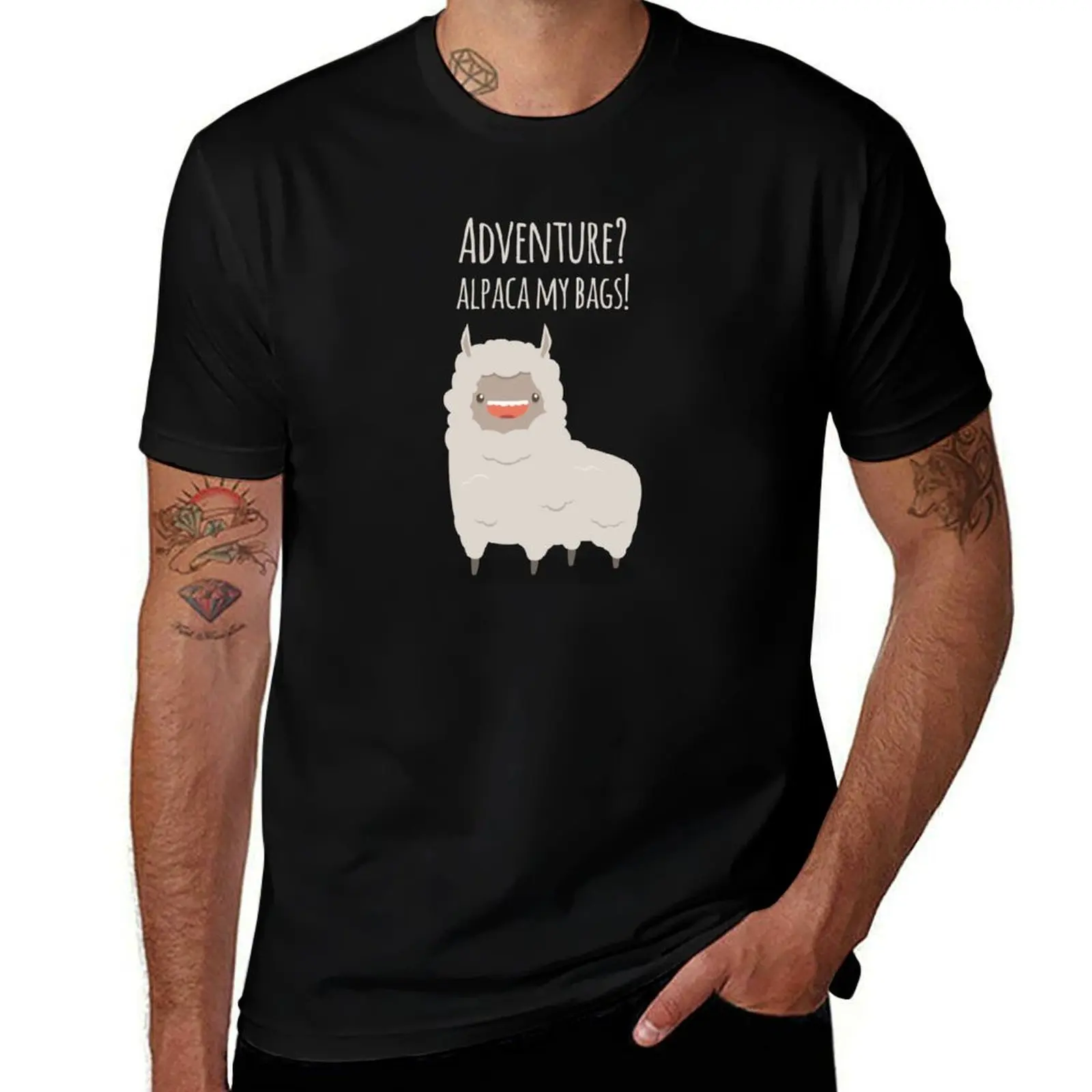 

Adventure Alpaca T-Shirt cotton t shirts man 100% black cotton t-shirt plain for man package man t shirts cotton T-shirt