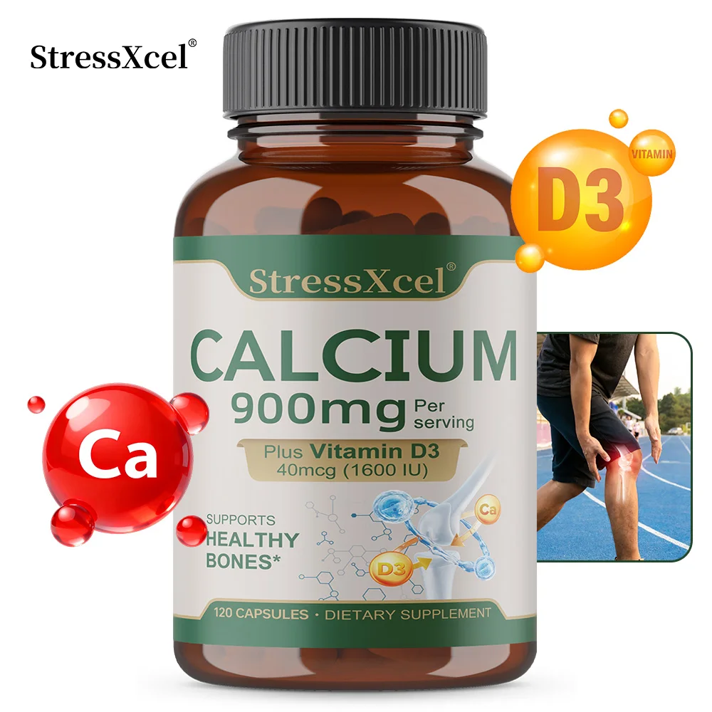 

Calcium 900 mg with Vitamin D3 - Vitamin D & Calcium Supplements for Women & Men - Bone Strength, Teeth & Immune Support