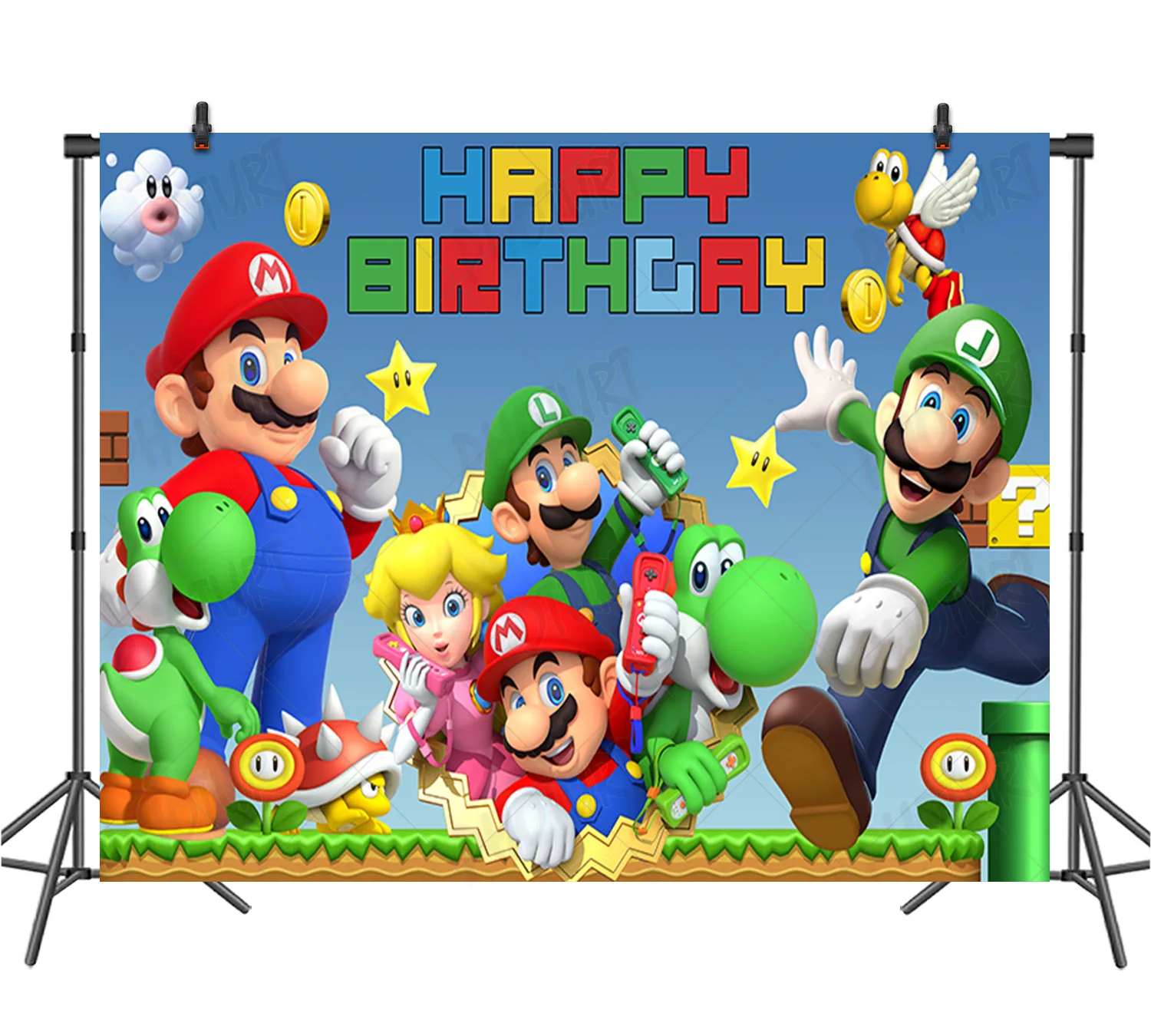 Kids Super Mario Bro Theme Birthday Party Baby Shower Decoration Backdrop Game Poster Photograph Studio Decor Props