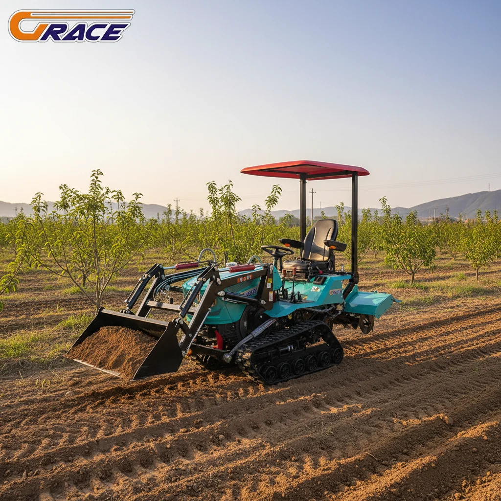 Customize Agricultural Crawler Tractor With Rotary Tiller And Harrow Attachments