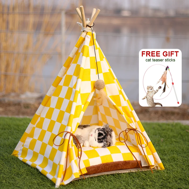 Kleine Tot Middelgrote Hond Bed Tipi Tent Voor Honden Katten Gezellig Hondenbed Met Dubbelzijdig Dik Pluche Pad, Duurzame Stof & Machine Wasbaar