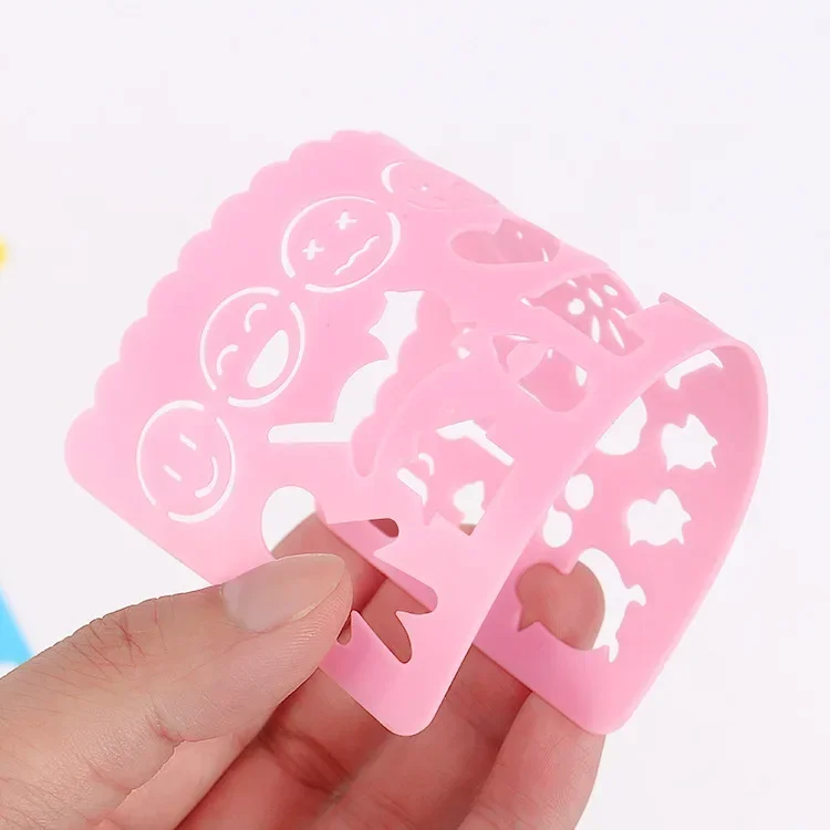4Pcs/set Mini Cartoon Pattern PVC Color Stencils Kids DIY Handwork Painting Hollow Templates Scrapbooking Journal Decor Stencils