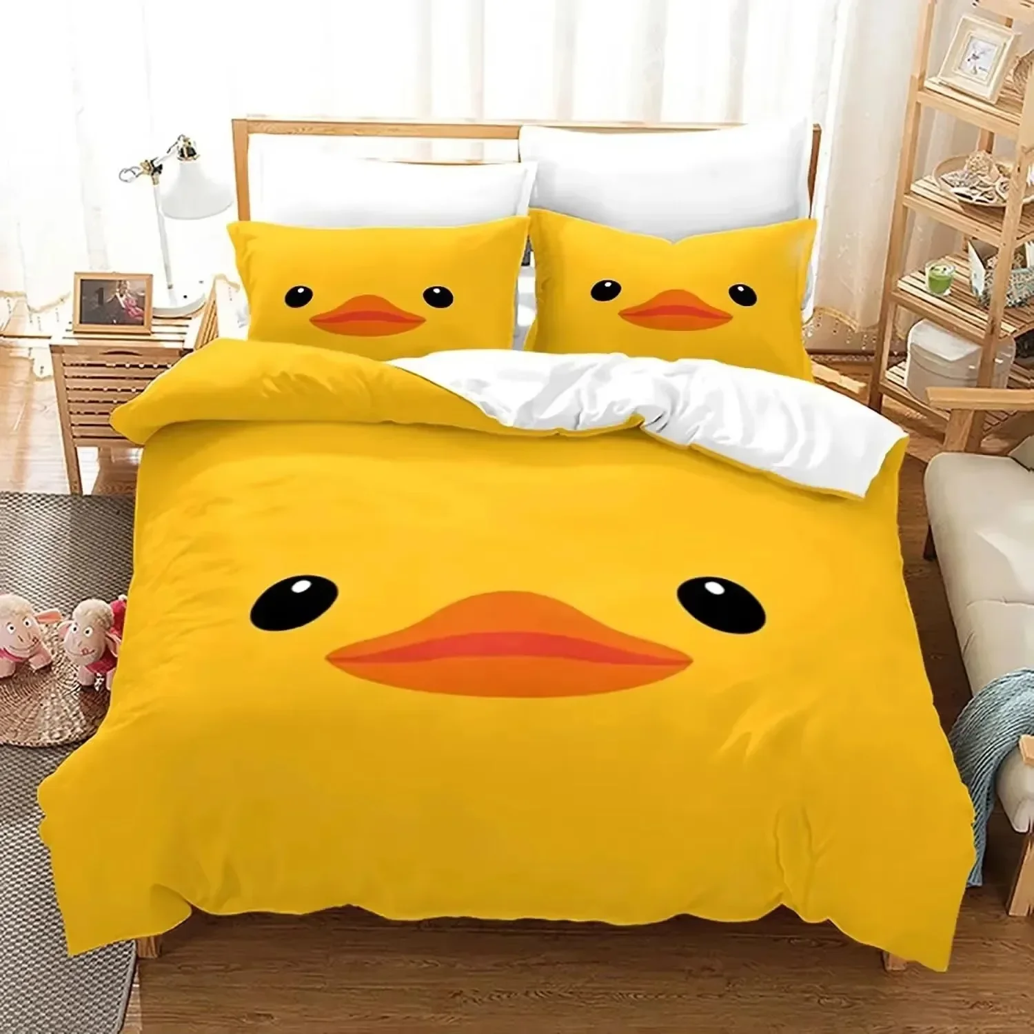 

Yellow Duck Bedding Set Single Twin Full Queen King Size Little Duck Bed Set Aldult Boys Bedroom Duvetcover Sets 3D Print 015