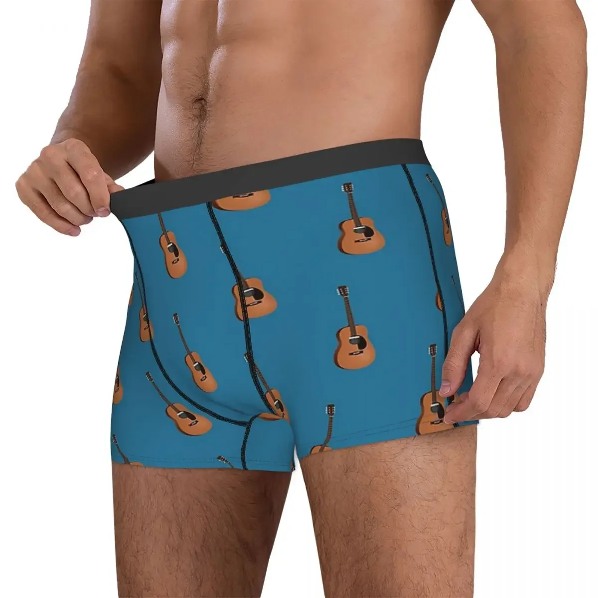 Cuecas boxer shorts guitarra acústica com cabos calcinha masculina ventilar roupa interior para homme homem namorado presente