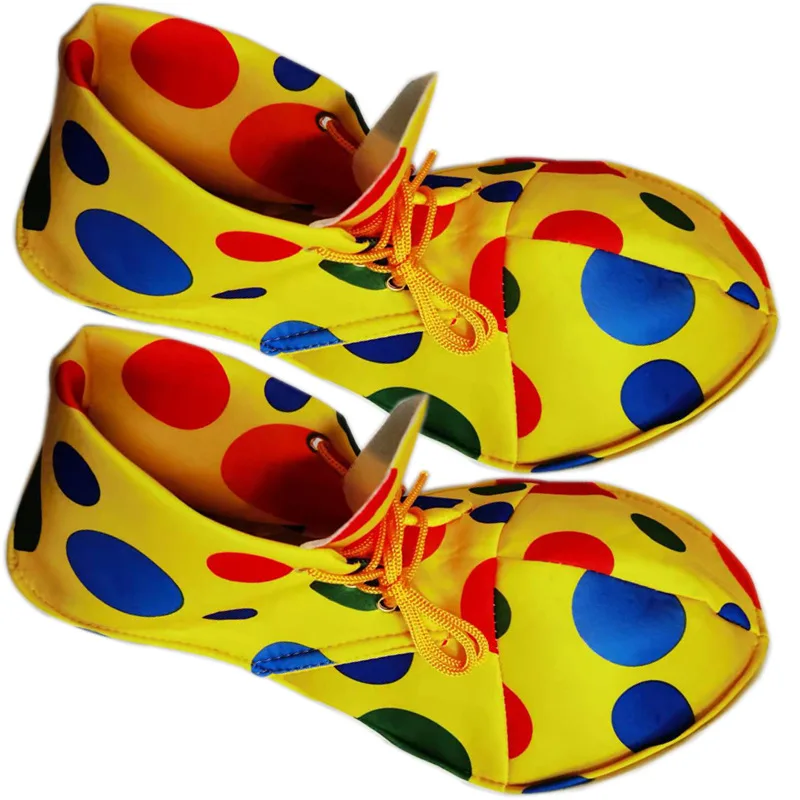 Carnival Party Cosplay Clown Shoes Yellow Dotted Big Head Shoes 3 Sizes