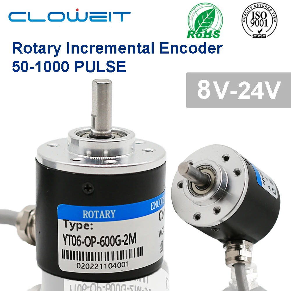 Photoelectric Incremental Rotary Encoder 38S6G5-B-G24N 50/100/200/360/400/500/600PPR AB 2 Phase DC8-24V NPN PNP Optical Encoder