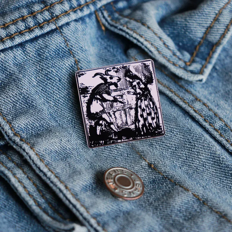 بافوميت الشيطان الماعز رئيس رجل المينا دبوس بروش الشيطان الفن الشياطين الشر شارة الملابس قبعة ظهره الديكور مجوهرات اكسسوارات