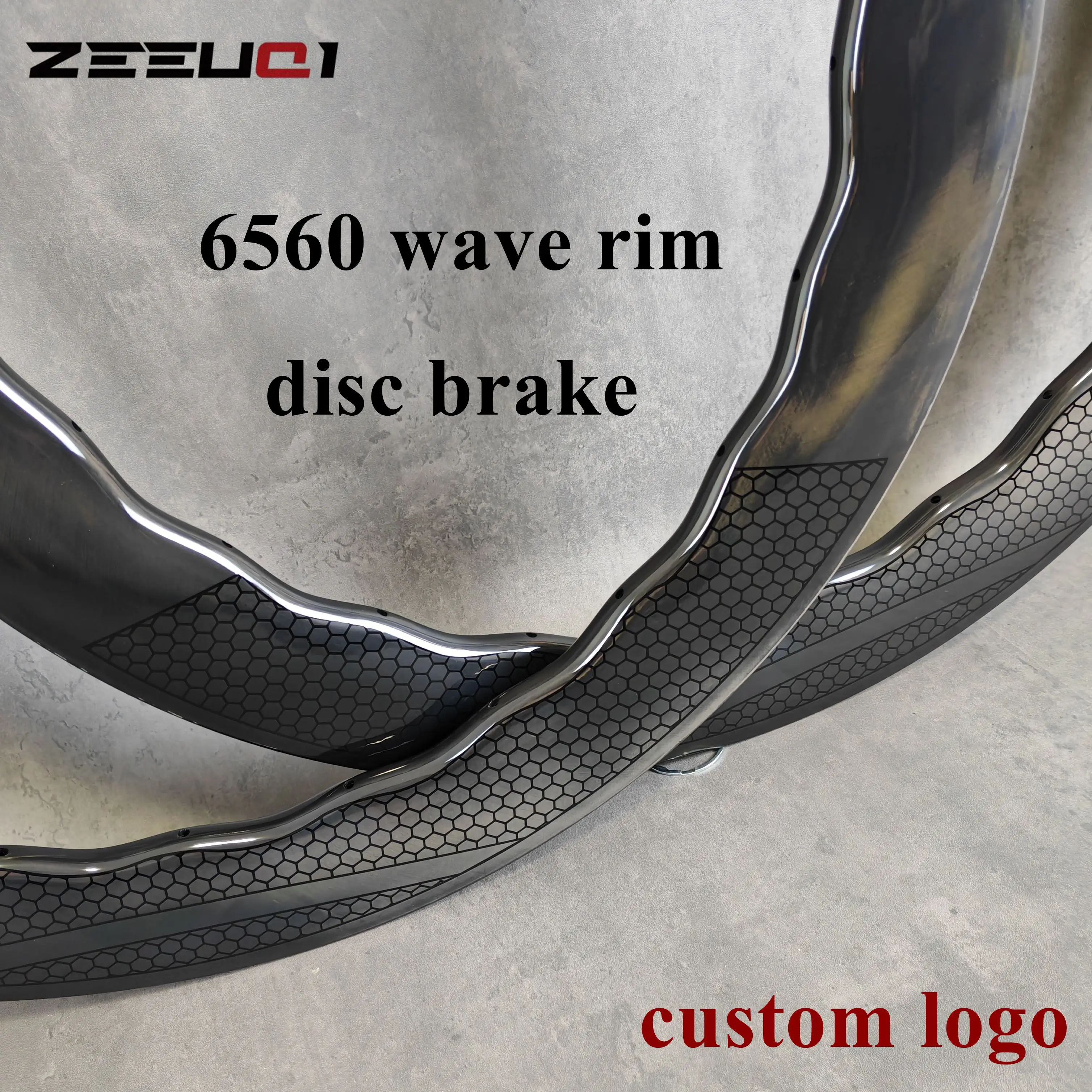 Frein à disque à jante unique en carbone, 700C, vague de profondeur 6560, largeur 28mm, Tubeless 24-24 trous, OD mat/brillant, logo personnalisé