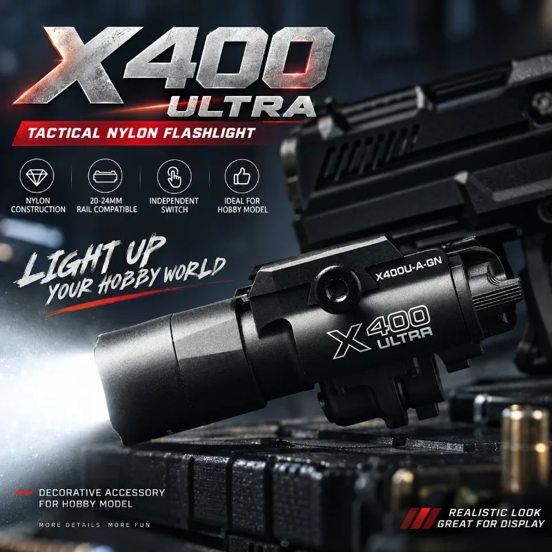 X400 Ultra Nylon Light Ornament Module, Under‑mount Torch Part Suits 20‑24mm Different Size Hobby Rail