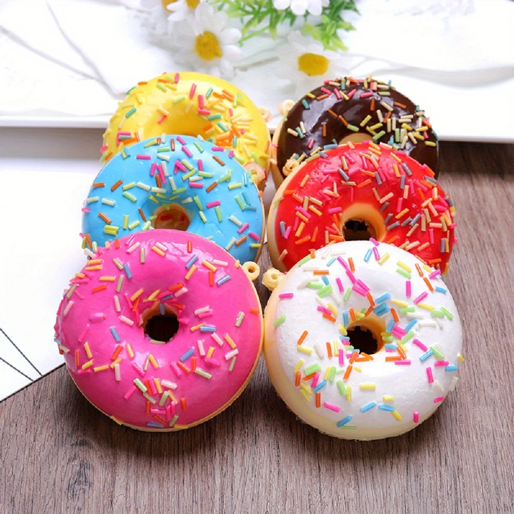 1/6 Uds. De comida de postre de imitación de Donut para escaparate de decoración, escaparate de cocina, decoración de regalo de fiesta, adornos colgantes