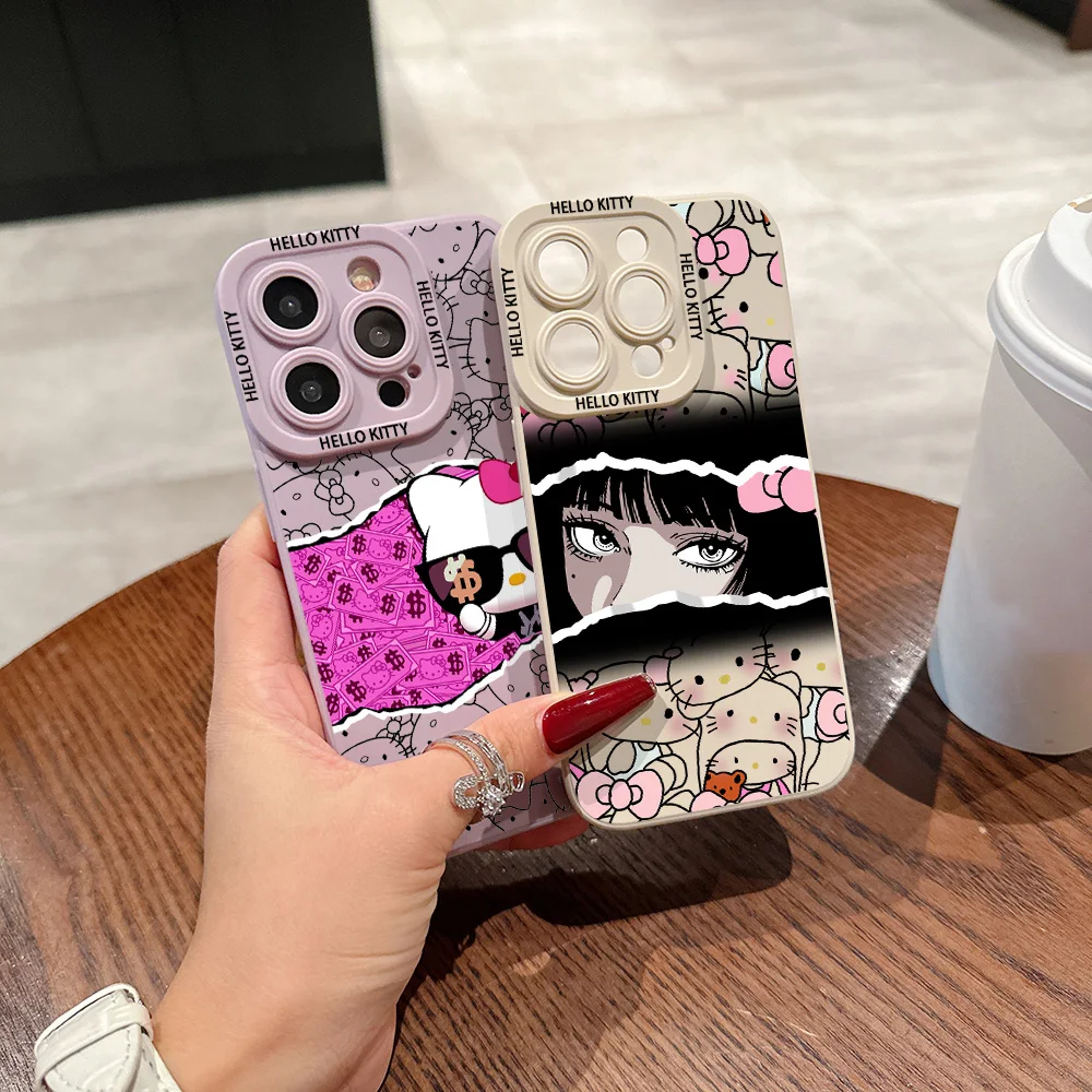 Sanrioes Hellos Kittys Dollar Pupil Full Screen Phone Case For iPhone 16 15 14 13 12 11 X XR Xs SE2 SE 8 7 Plus Pro Max Mini image 2