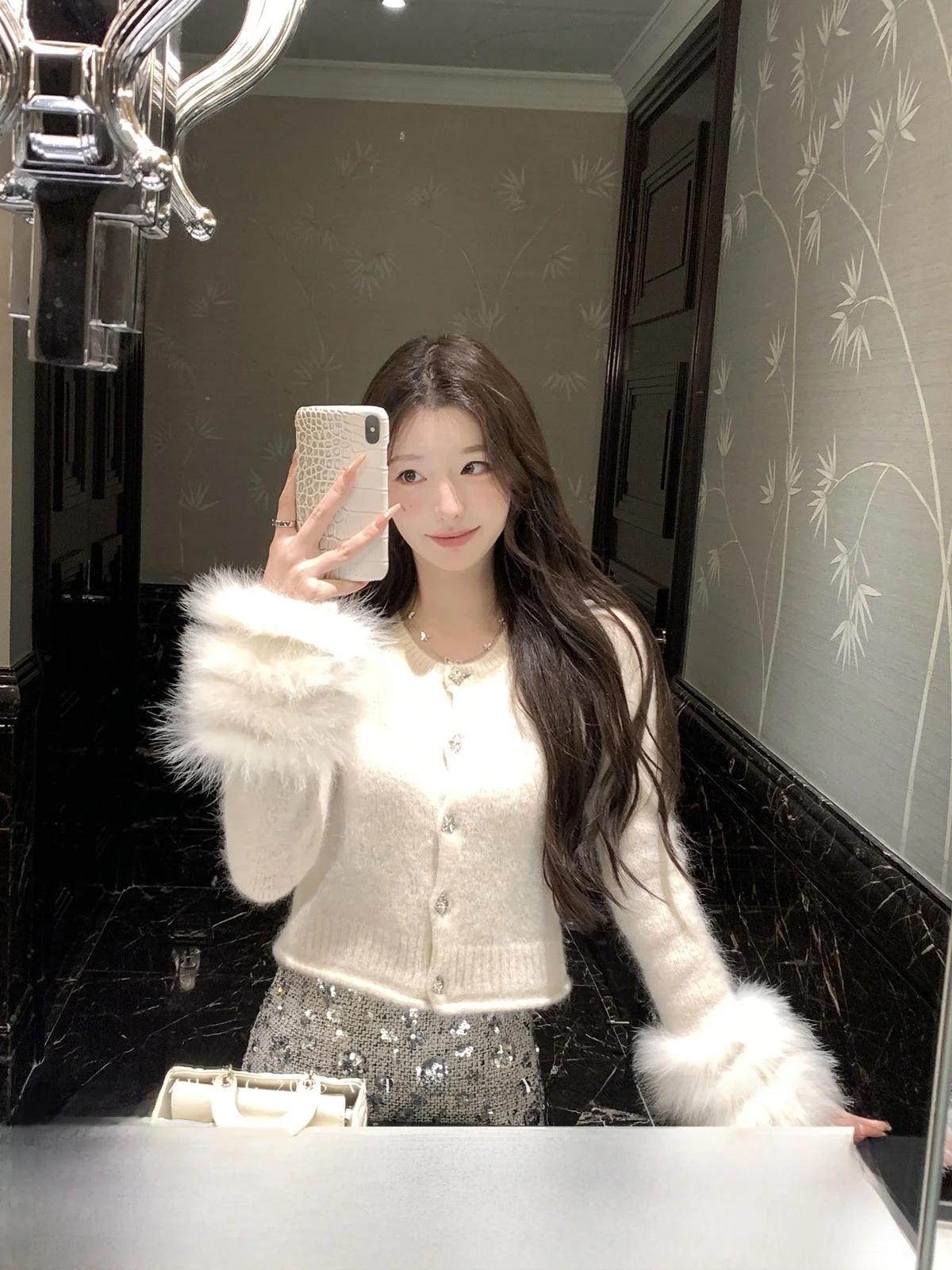 

Yoyozhang Zhang Yung Роскошный шерстяной свитер цвета Dr Wheat Peach для женщин, зимний, омолаживающий, утягивающий, короткий топ