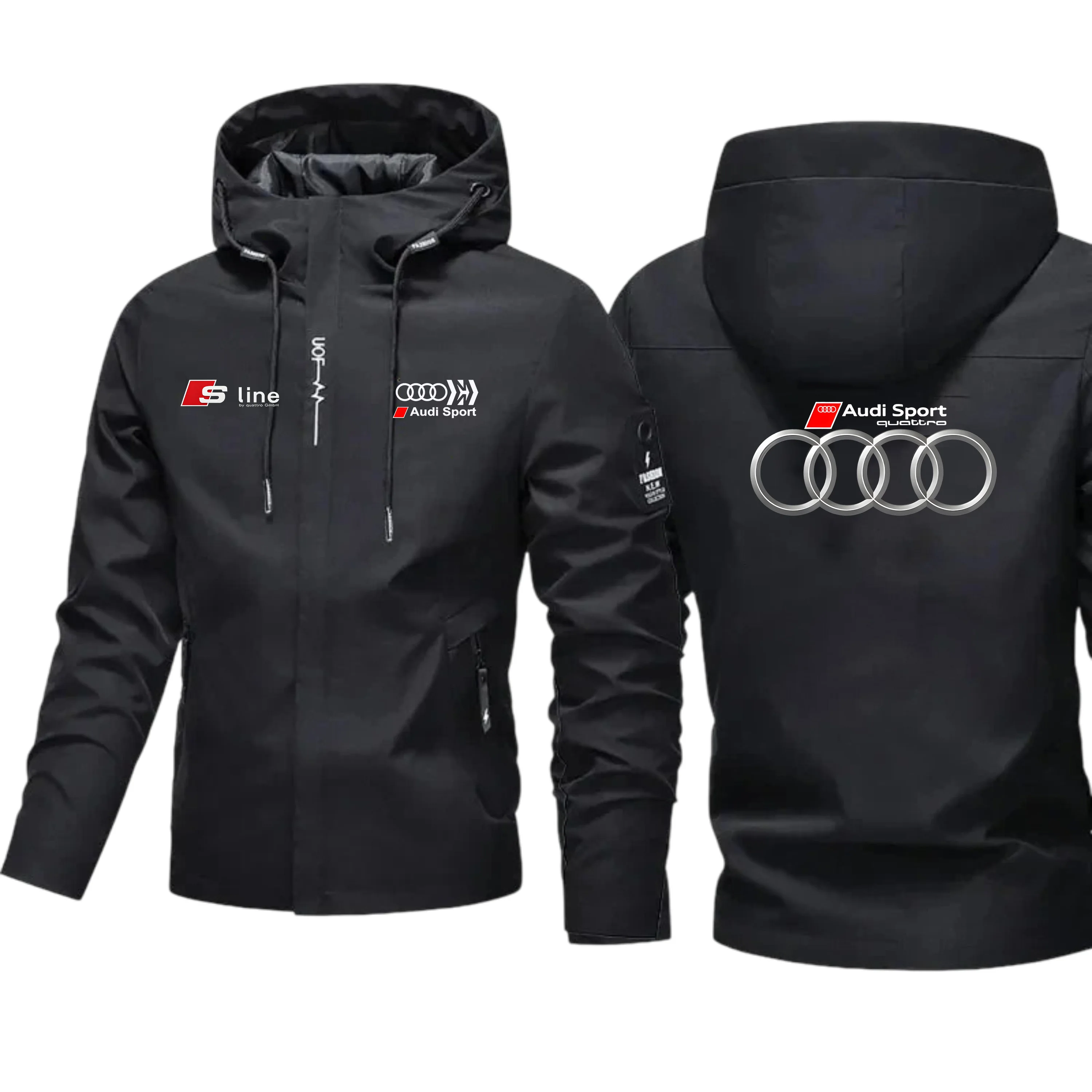 

Men's Sporty Style Jacket Waterproof And Breathable with Audi RS Logo for Outdoor Running Model