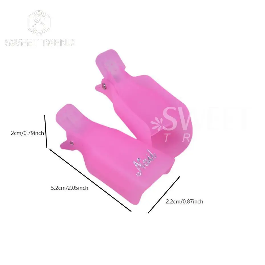 SWEET TREND-10Pcs/set Plastic Acrylic Nail Art Soak Off Cap Clip UV Gel Polish Remover Wrap Tool Gel Nail Polish Remover Clips view 5
