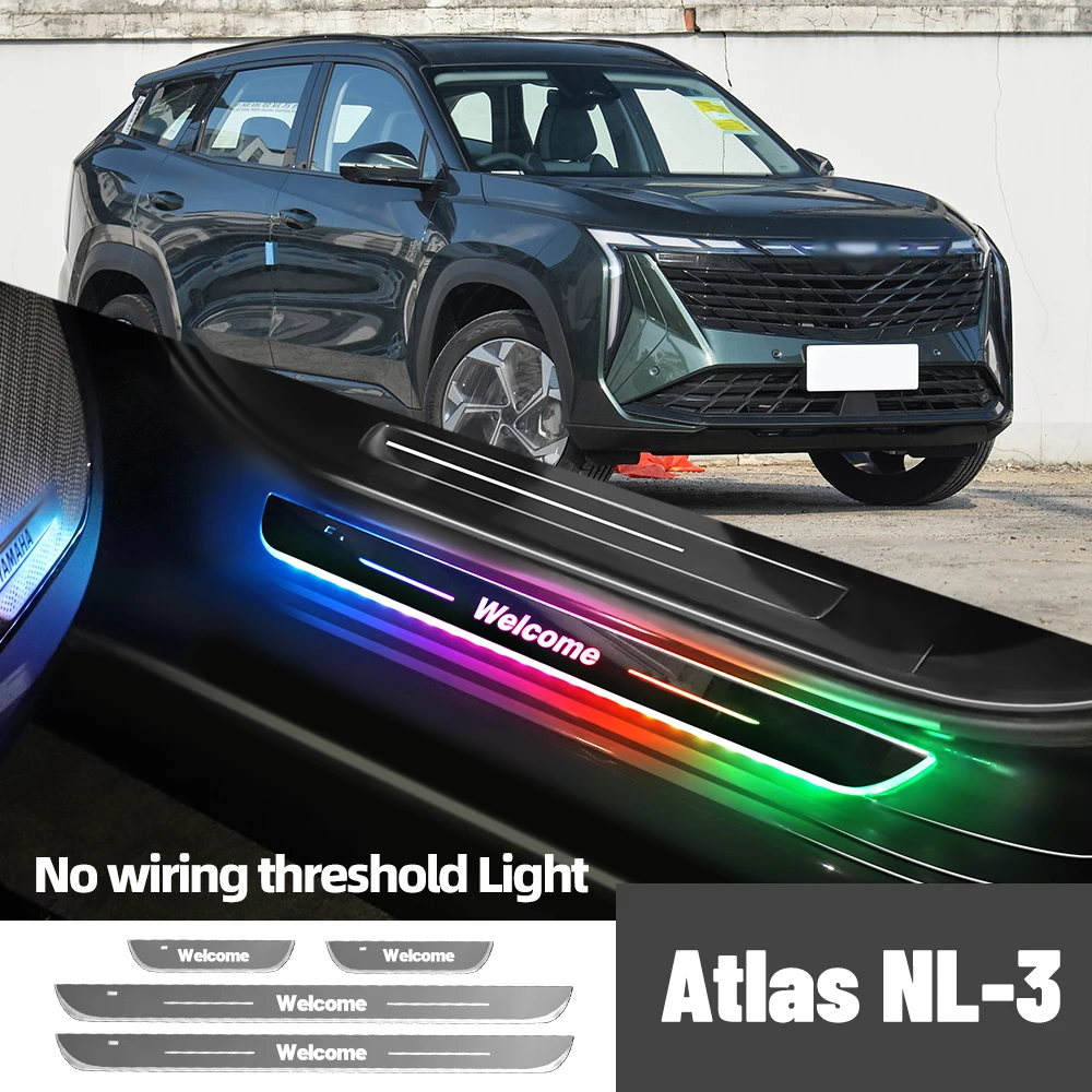 

For Geely Atlas NL-3 2016-2023 2020 2021 2022 Car Door Sill Light Customized Logo LED Welcome Threshold Pedal Lamp Accessories