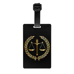 Étiquettes de bagage à l'échelle dorée de la justice pour les valises, cadeau de fête juridique d'avocat drôle, étiquettes de bagage, couverture de confidentialité, carte d'identité de nom