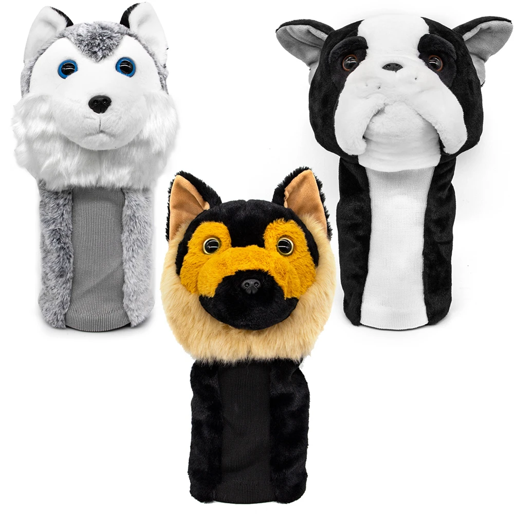 Golf kulübü başörtüsü hayvanlar bebek, Polyester malzeme, ahşap kafa kapakları, #1 sürücü, ahşap, Dog, köpek, kaplan, Panda, Shiba