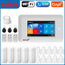 Wireless WIFI GSM Burglar Home Security Alarm System With Door Motion Sensor And IP Carema TUYA App Compatible With Alexa Google