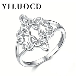 YILUOCD Witchcraft Witch Celtics Knot Rings Eternity Cross Stackable Rings for Women Vintage Wicca Amulet Jewelry Gift