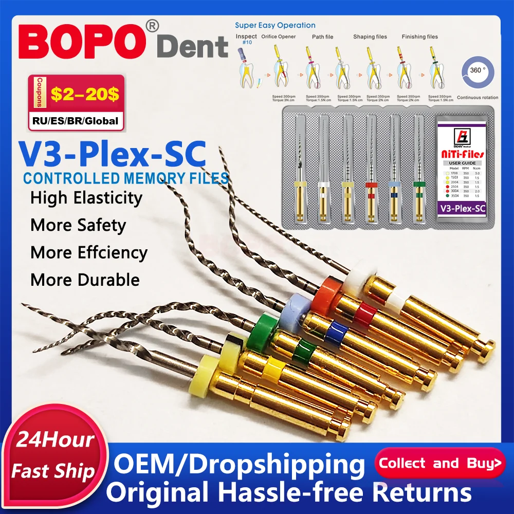 

6pcs/Box Dental Endo Root Canal Rotary File Thermal Activation NiTi File Engine Use 31mm/25mm Taper 04/06 1503 endo rotary files