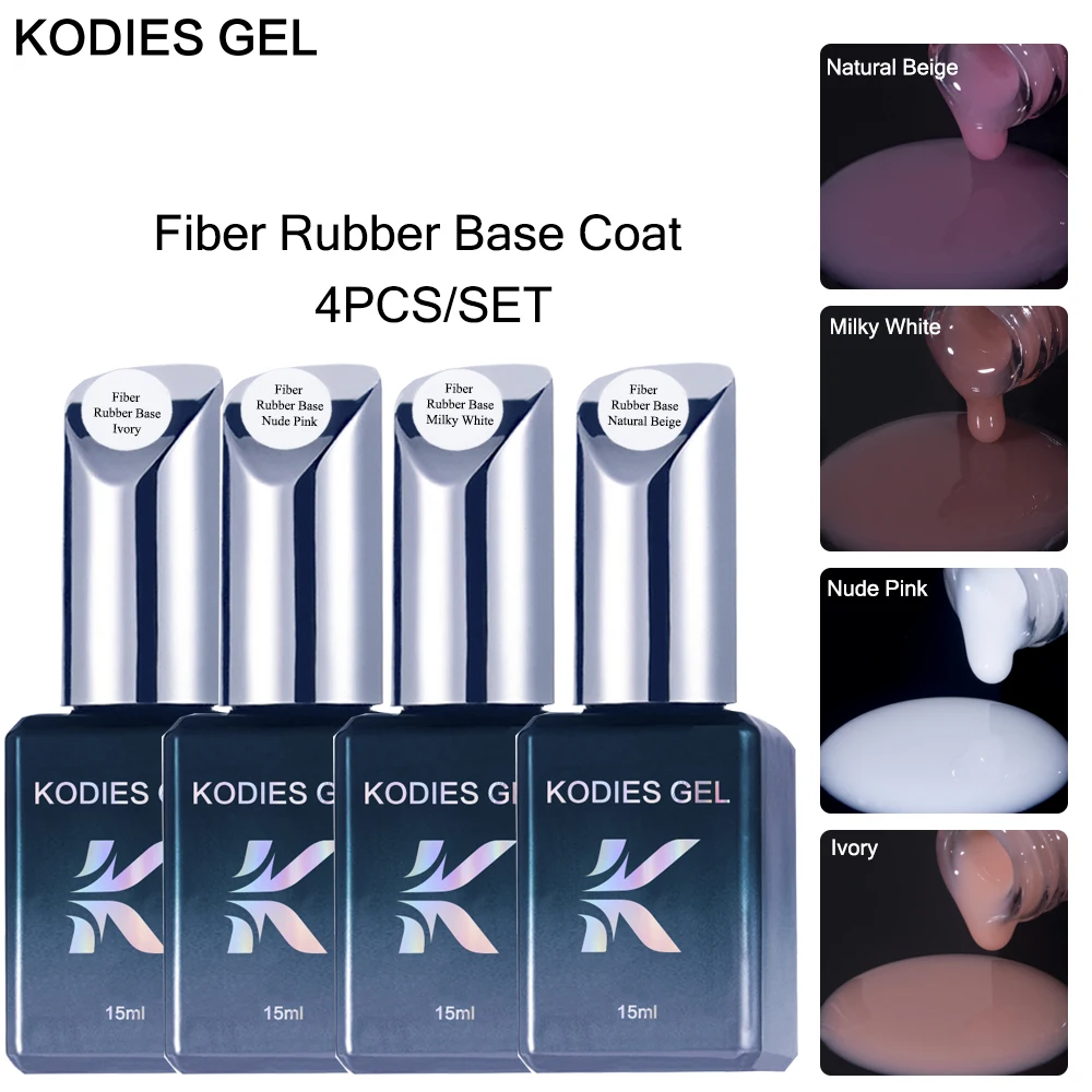 

KODIES GEL, 4 шт./компл., волокнистая резиновая основа, гель-лак для ногтей, микроволоконный гель для ремонта сломанных ногтей, полуперманентный маникюр