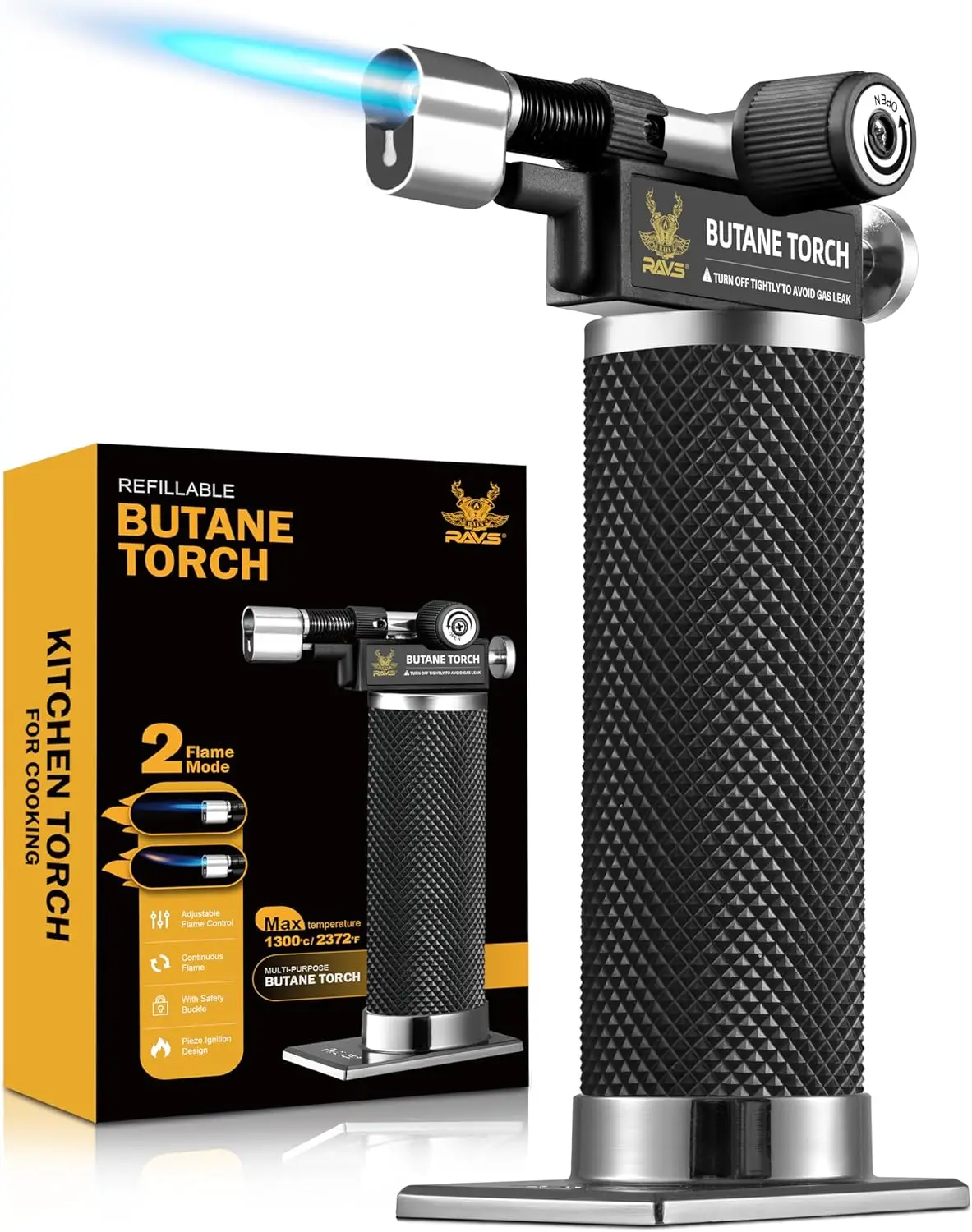 

Dual Flame Butane Torch Lighter, Refillable Kitchen Torch for Cooking, Baking, Welding & Crafts