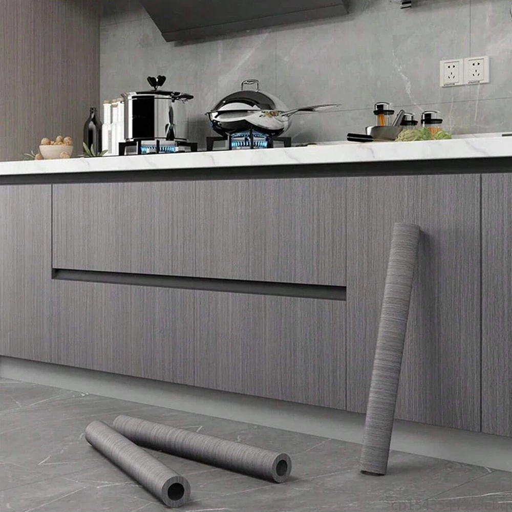 PVC self-adhesive wood grain sticker gray waterproof door background furniture cabinet decoration wallpaper decoration