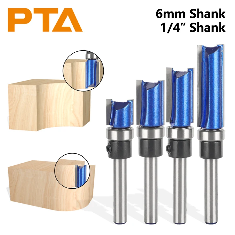 

6MM 6.35MM Shank Template Trim Pattern Bits Router Bit Woodworking Milling Cutter for Flush Trimmer Cleaning Tools End Mill