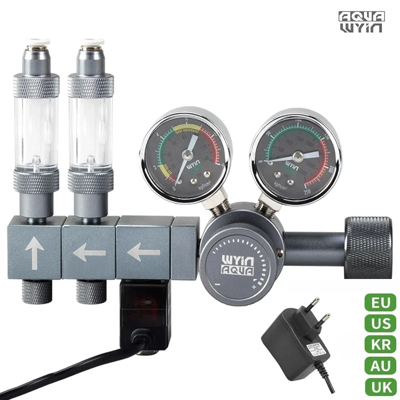 Aquarium CO2 Pressure Reducing Valve Configuration, Solenoid Valve, Dual Module Foam Meter, Cylinder CO2 Control equipment