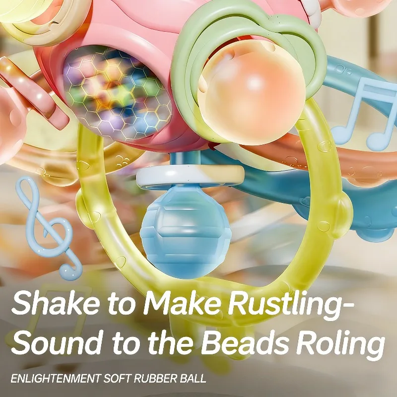 Baby's Hand-held Ball Toy for Early Childhood Education, Grip Training for Babies, Can Chew Teeth, Glue, Shake Bells Soothe Mood