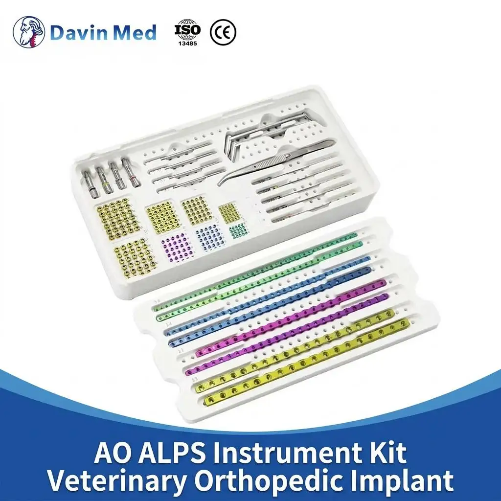 Veterinary Orthopedic Surgery Bone Plate Kit 2.0/2 4/2.7/3.5 AO ALPS Instrument Kit, Veterinary Locking Screws and Drilling Syst