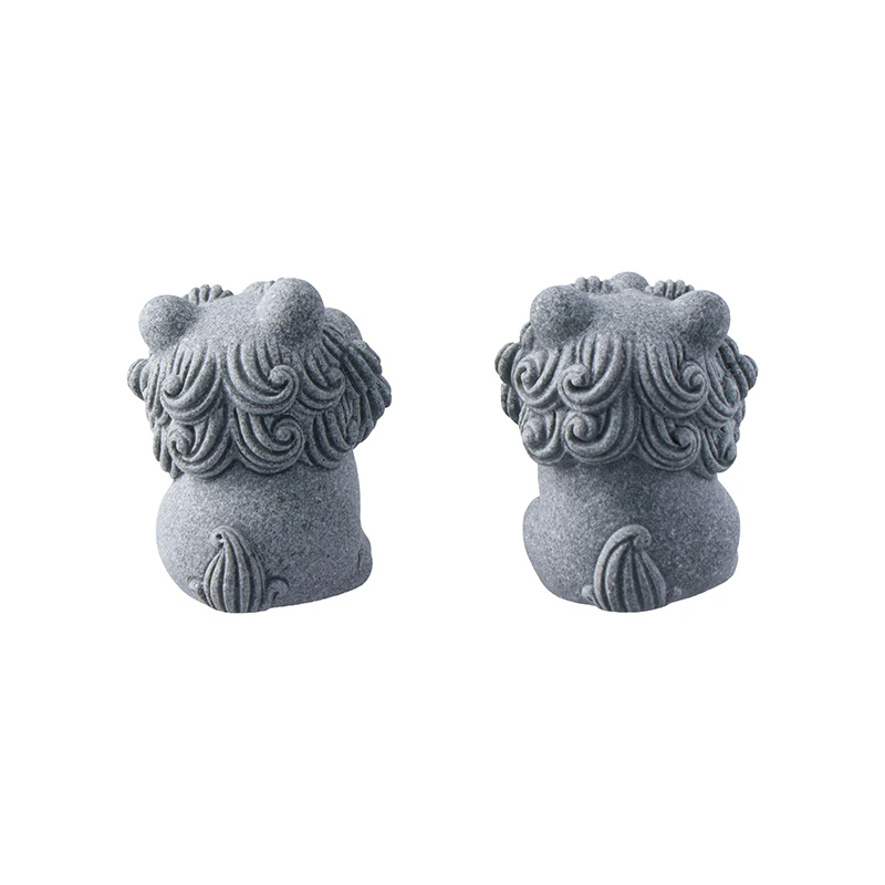 C 2pcs Chinese Legend  Beast Statue Cute Gatekeeper  Stone Sculpture Spirit Beast Lion Handmade Gift DIY Decor
