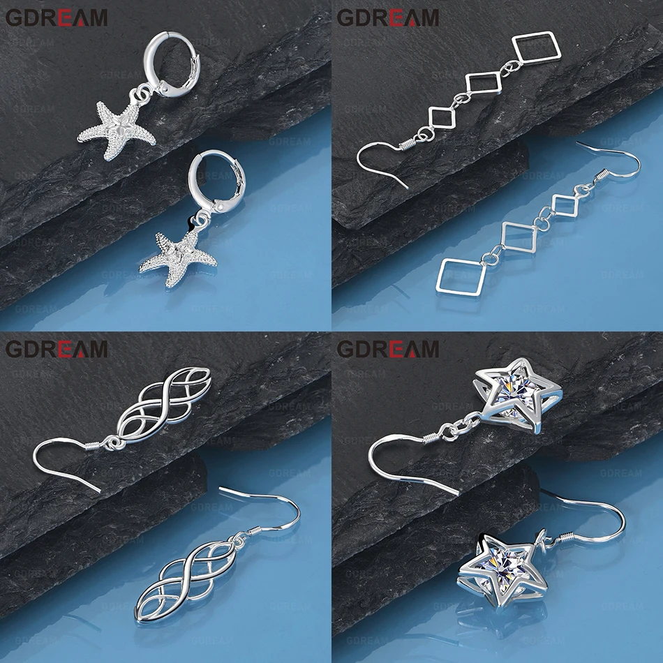 

GDREAM 925 Sterling Silver Square Earrings Fashionable Commuter Personality Ladies Gift Jewelry