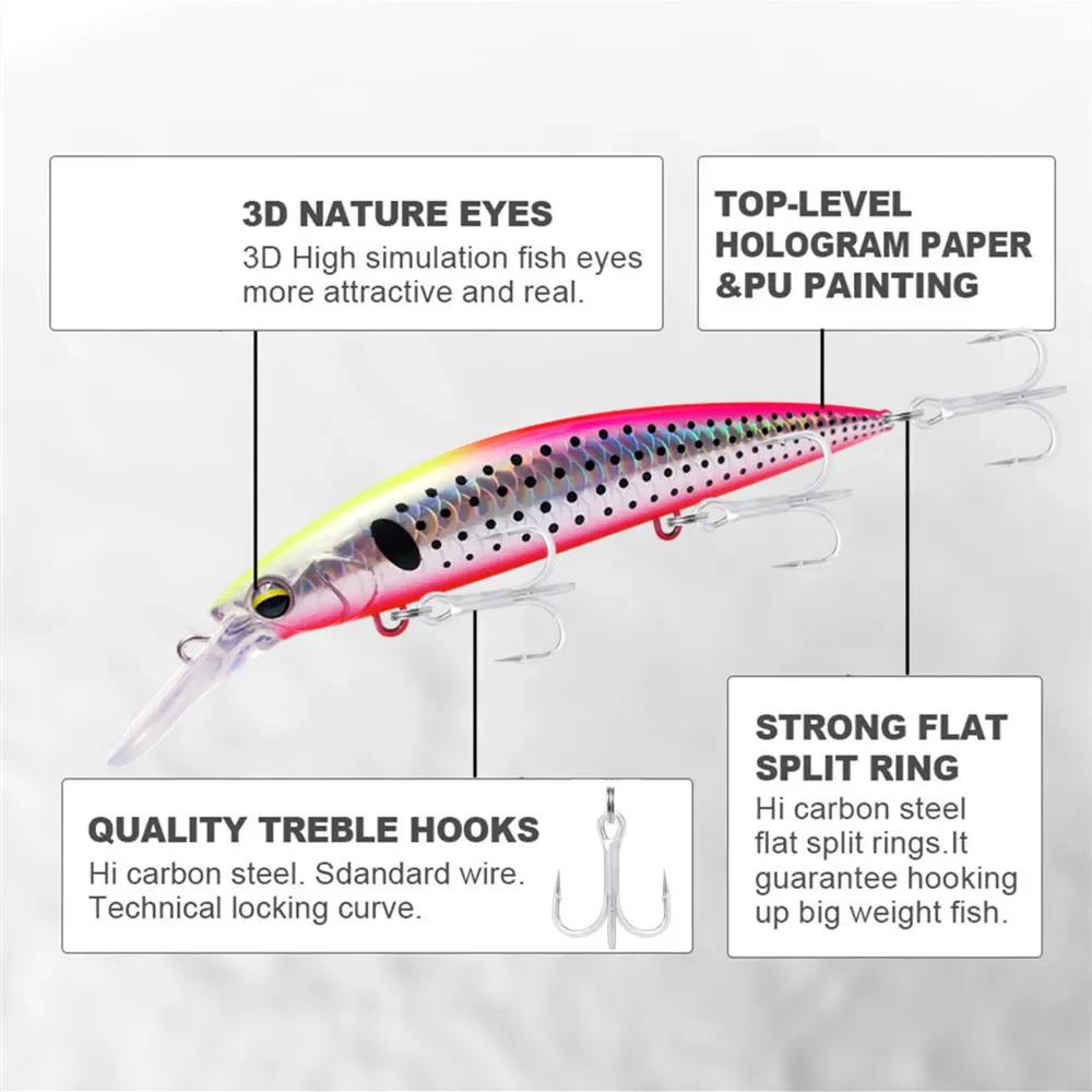 GREENSPIDER Heavy Weight Minnow 110mm Sinking Jerkbait Longcast Fishing Lure Saltwater Sea Bass Plastic Artificial Bait Tackle view 3