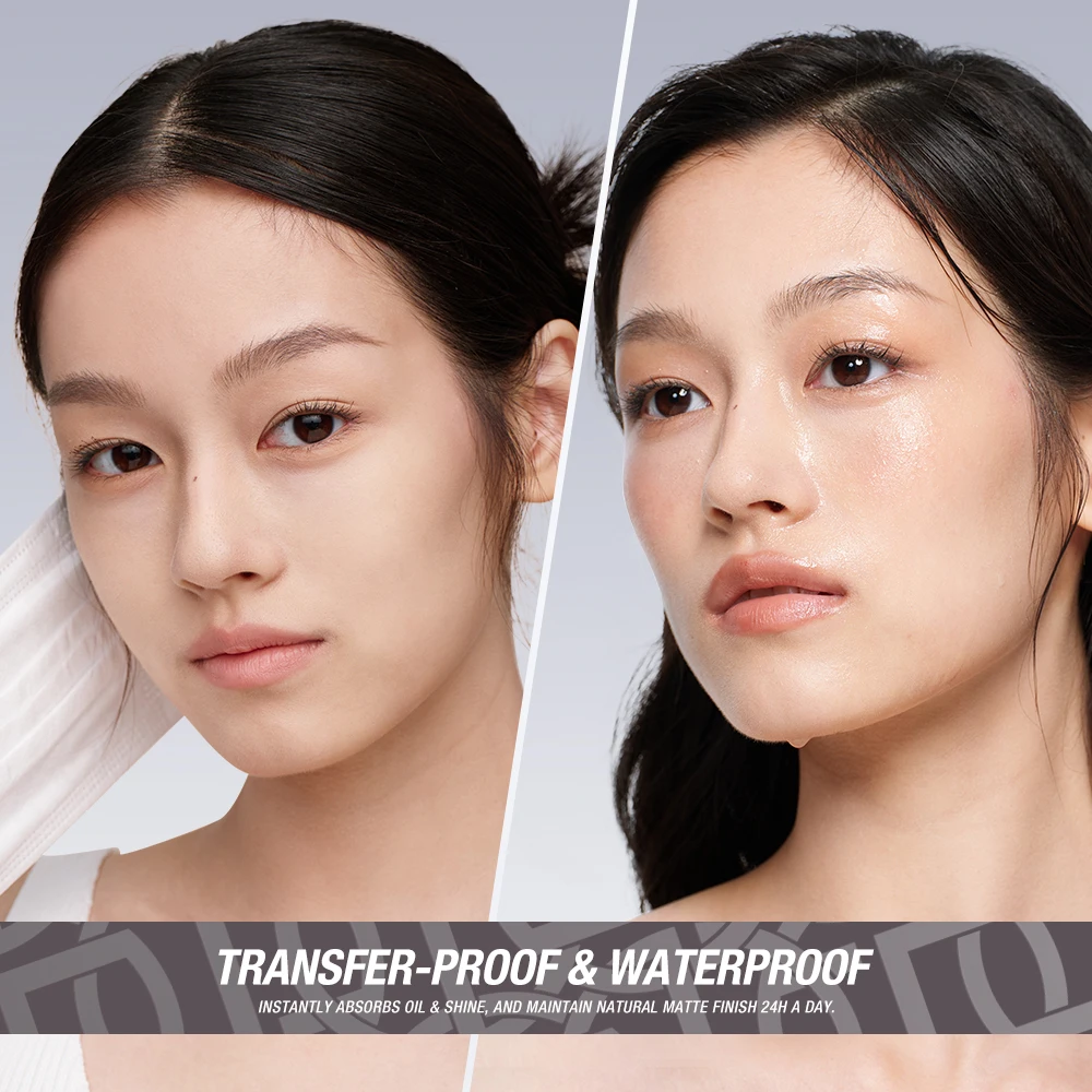O.TWO.O フェイスセッティングパウダークッションナチュラル 3 色 24 時間オイルコントロールマット防水アンチスクラッチ隠すメイクアッププレストパウダー