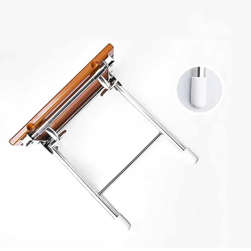 Wall Mounted Solid Wood Folding Stool Bathroom and Shower Chair Porch Shoe Changing Stool Relaxation Bathroom Folding Chairs image 5