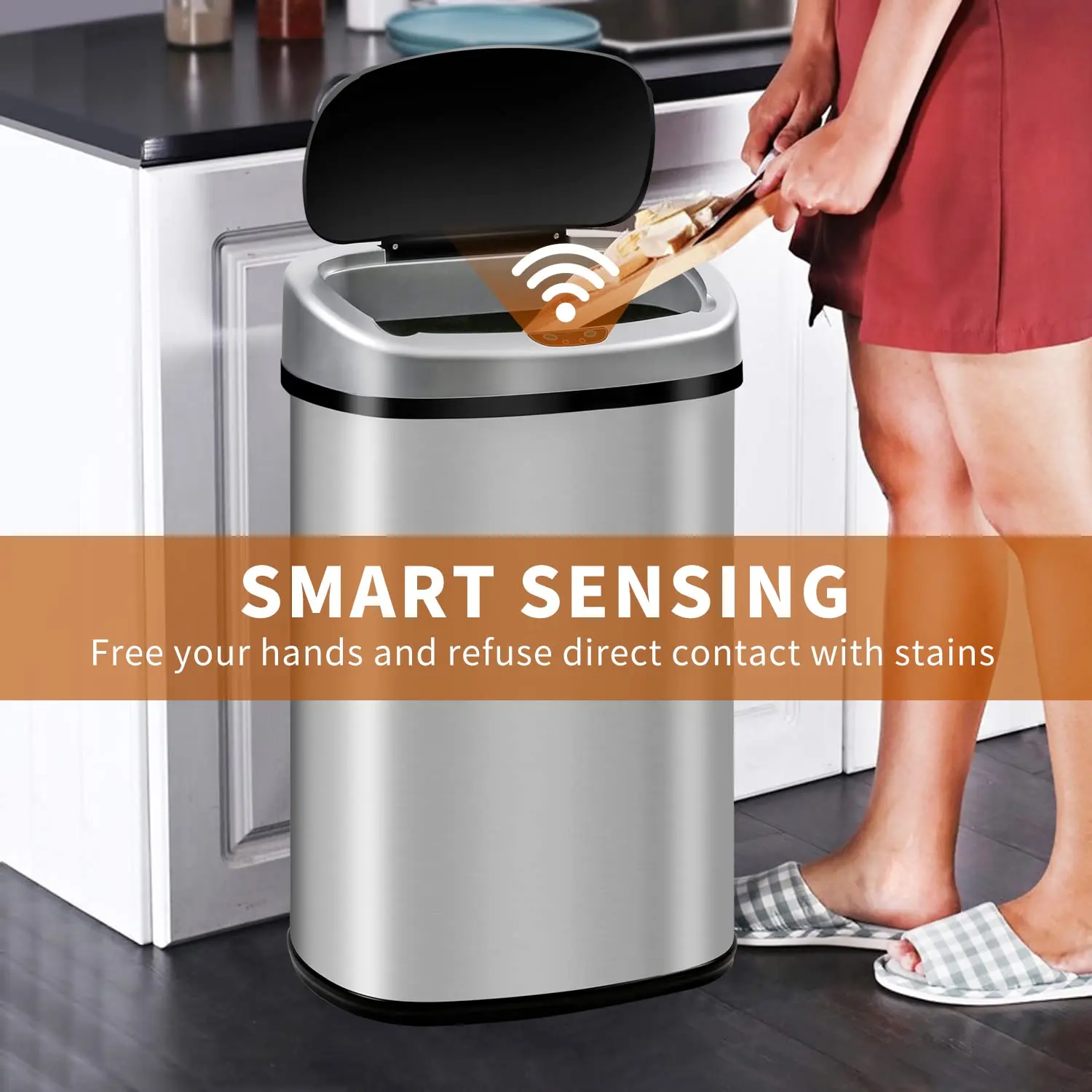 13-Gallon Smart Stainless Steel Trash Can 3