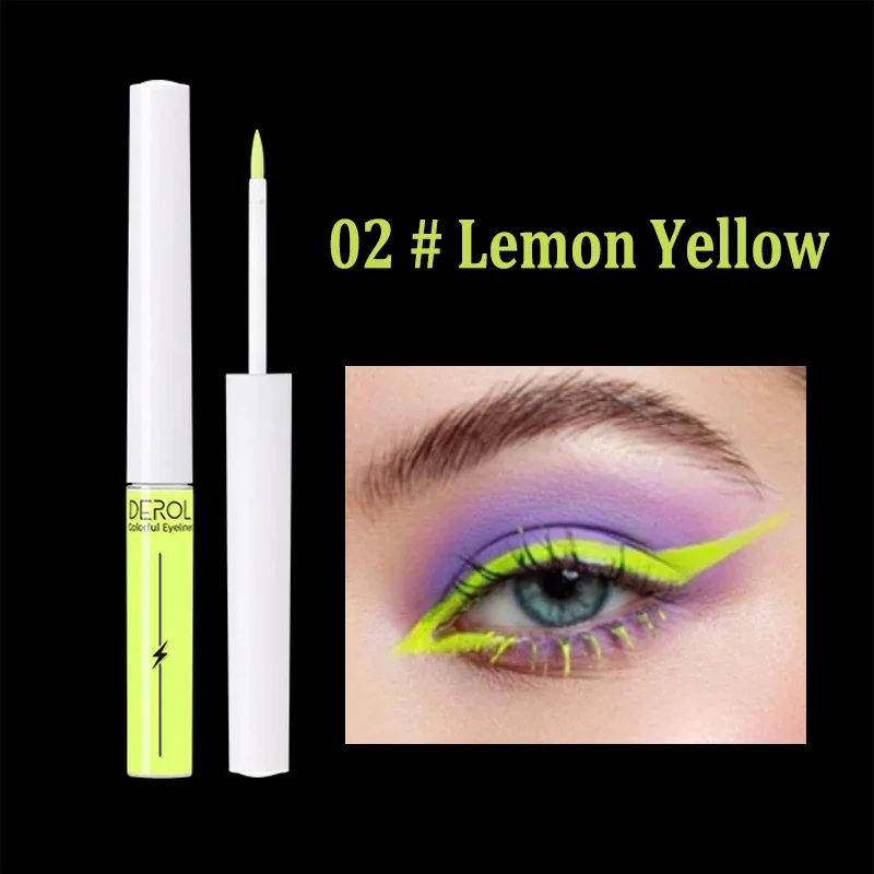 UV Light Neon Eyeliner Pen Eyes Makeup Waterproof Liquid Color Eye Liner Pencil Makeup Pigment Green Yellow Purple Pen Cosmetics