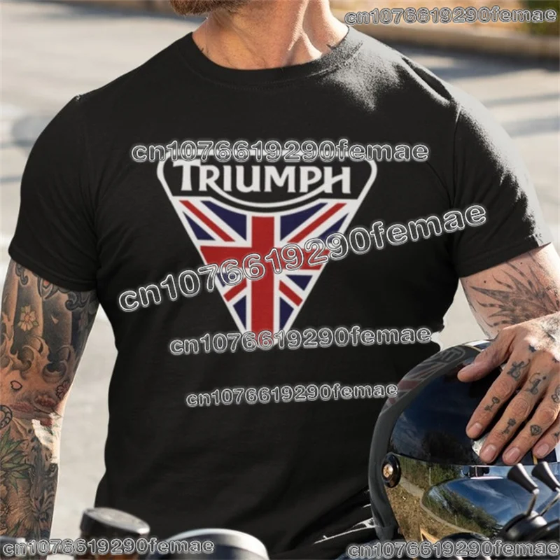 

Мотоциклетная футболка Triumph, мужская хлопковая футболка с коротким рукавом, удобная повседневная уличная одежда, топ, байкерский фанат, модный тренд, повседневная одежда