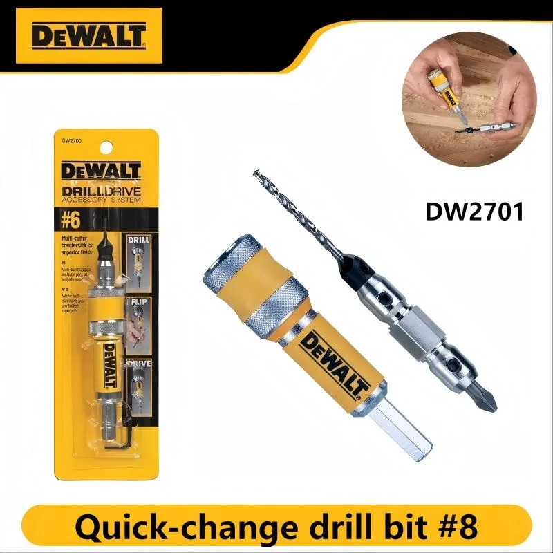 

DEWALT #8 Drill Drive Set - 2-in-1 Flip Drive, Countersink Wood Bit 8mm, Complete Unit Accessories DW2701