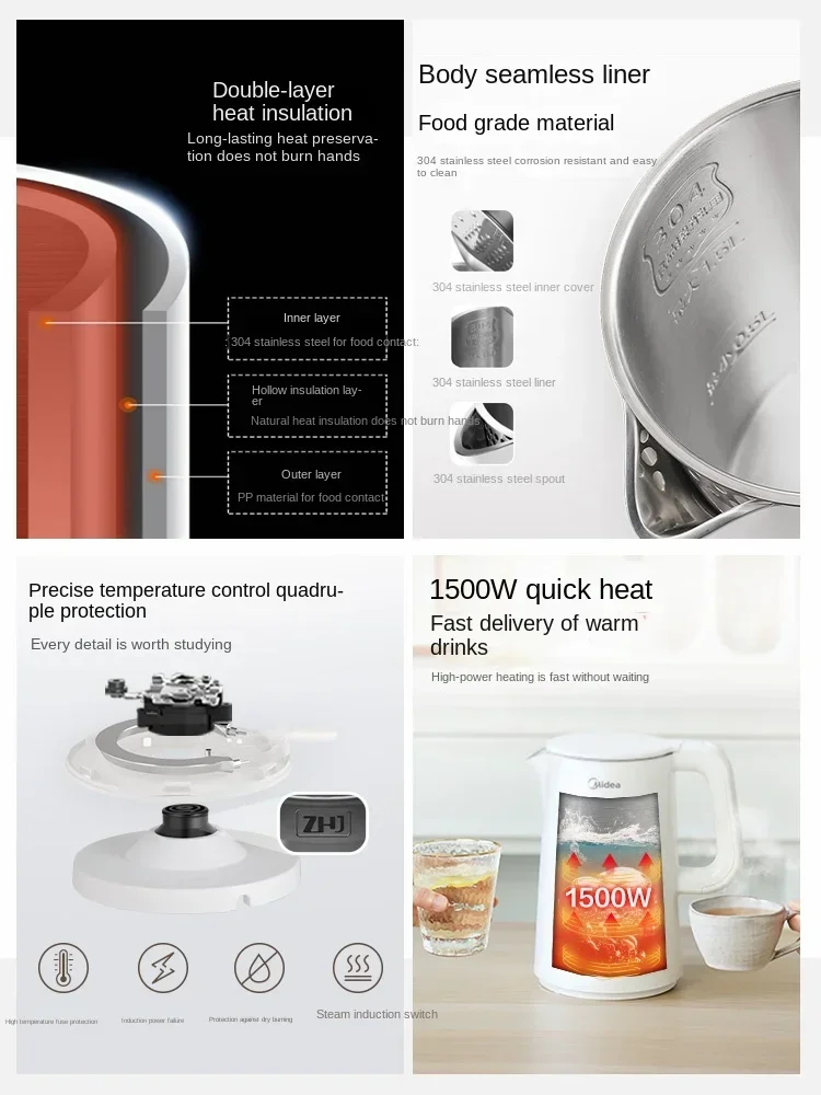 Электрический чайник из нержавеющей стали с постоянной температурой, 220 В