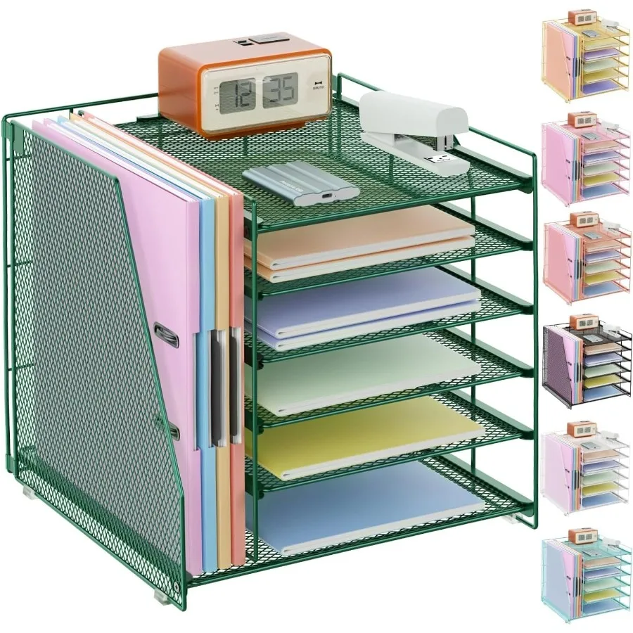 منظم مكتب مكون من 6 طبقات مع رف المجلات وتخزين الملفات لمساحة العمل المكتبية: حل فعال لإدارة الورق في الهوية الخضراء #2
