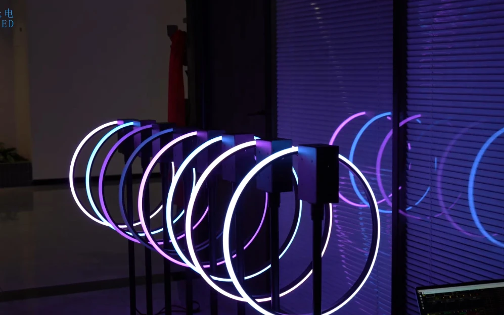 Rotating Motor Set  RGB 360 Led Tube Pixel Ring with Rotating DMX Control System Stage Lights