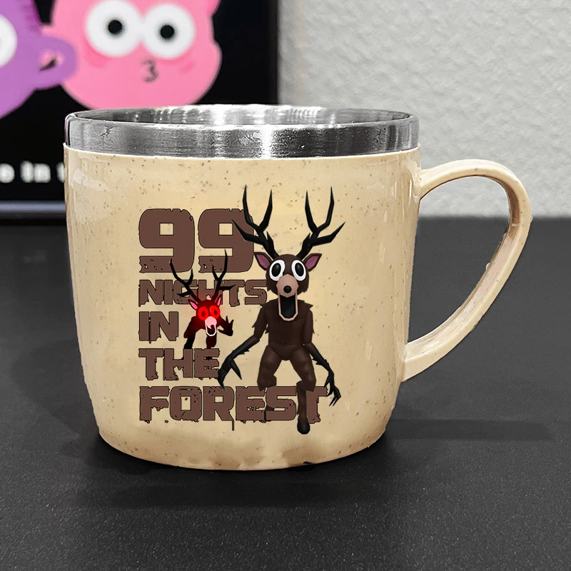 99 notti nella foreste Tazze d'acqua in acciaio inossidabile Stampa di cartoni animati Tazze da caffè per latte Tazza da bere per spazzolino da denti per la casa carina Regalo per ragazzi