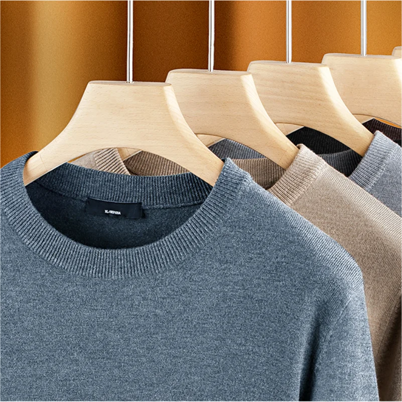New Winter Warmth Men's Casual Sweater Round Neck Long Sleeve Knitted Sweater Fashion Top Customize Your Design Pattern Text