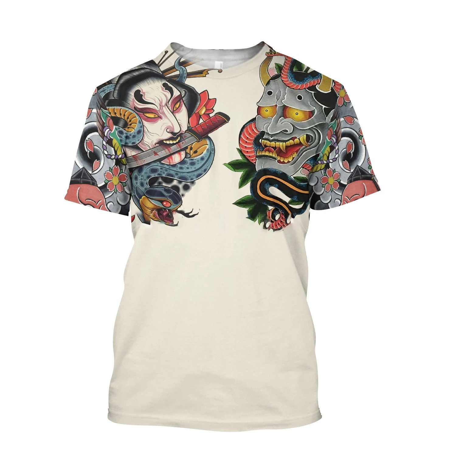 Summer 3D Men's T-Shirt Samurai Print Anime Harajuku T-Shirt Loose O-Neck Short Sleeve Surprise Style Street Men Clothing Tops