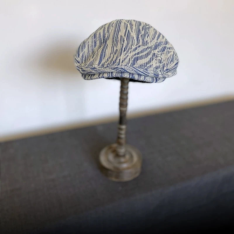 High-quality Minimalist Breathable Blue Striped Newsboy Cap Retro Unisex Thin Beret Painter Hats