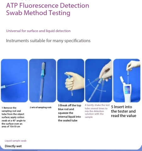 ATP Fluorescence Quick Swabs 20/Pack, Portable Hygiene Monitoring Swabs for Surface & Water Testing